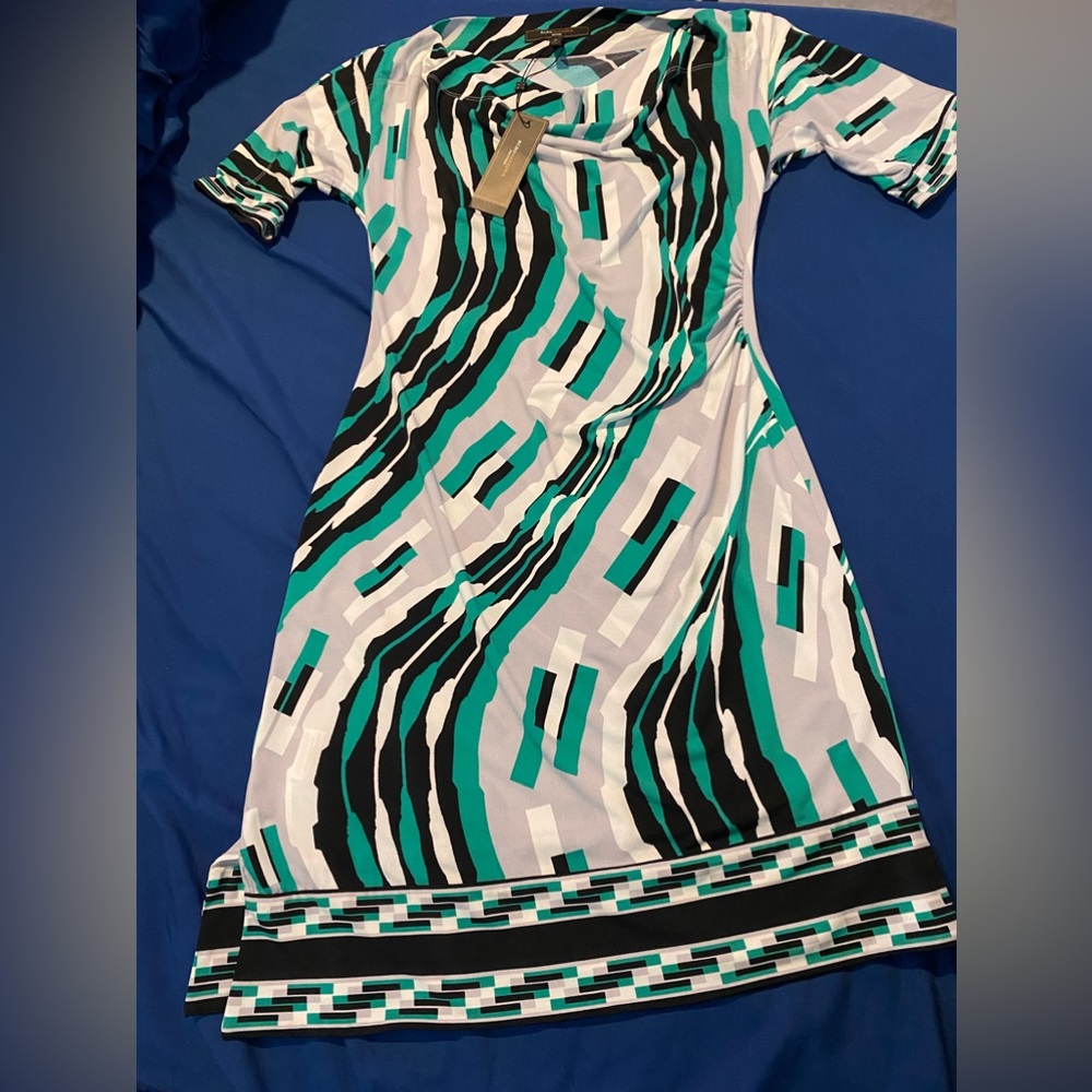BCBGMAXAZRIA - 3/4 Sleeve Mini Bodycon Dress (Tide Multi) Size MP Petite - Picture 5 of 9